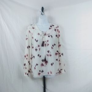 Faded Glory Long Sleeve Floral Blouse Size Large